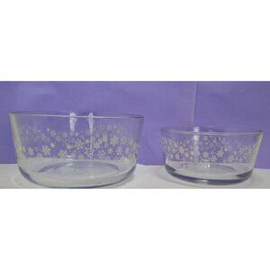 Anchor Hocking Set of 2 Snowflake Pattern Bowls 2-Cup & 4-Cup Capacity
